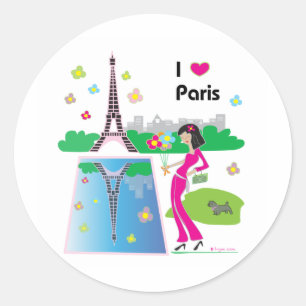 Adesivo Redondo Eu amo Paris, França