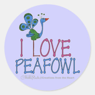 Adesivo Redondo Eu Amo Peafowl