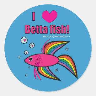 Adesivo Redondo Eu amo peixes de Betta!