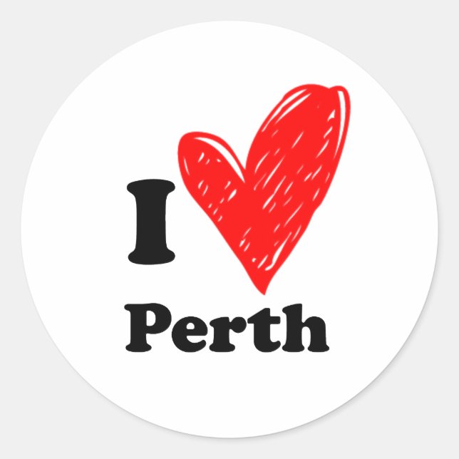 Adesivo Redondo Eu Amo Perth (Frente)