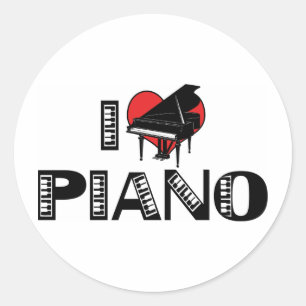 Adesivo Redondo Eu Amo Piano