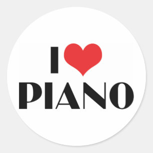 Adesivo Redondo Eu Amo Piano