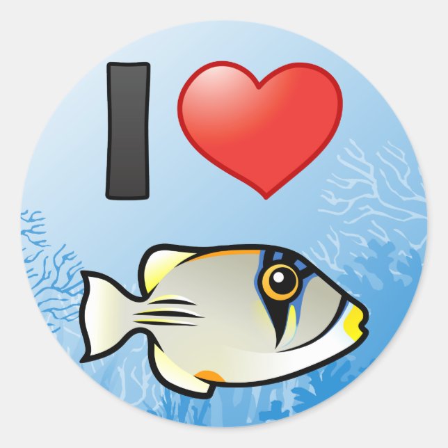 Adesivo Redondo Eu Amo Picassofish Árabe (Frente)