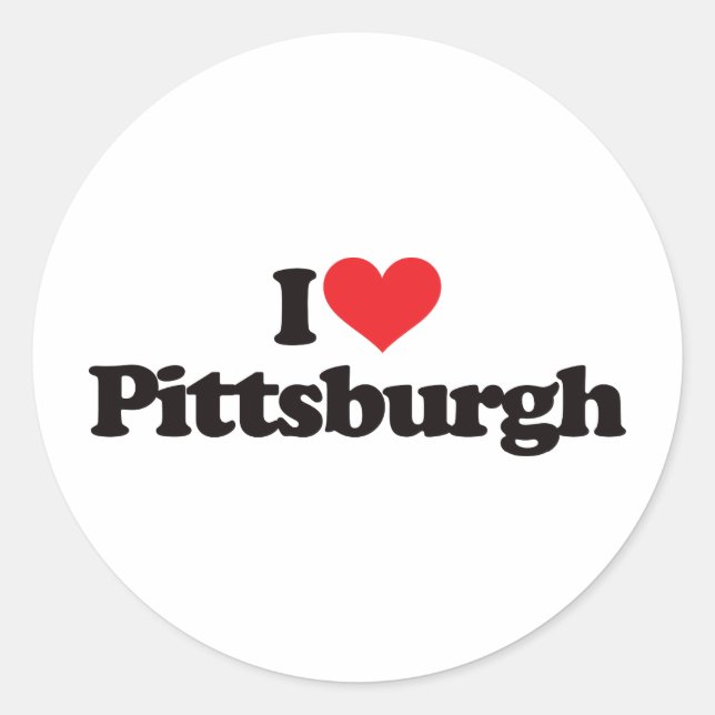 Adesivo Redondo Eu Amo Pittsburgh (Frente)