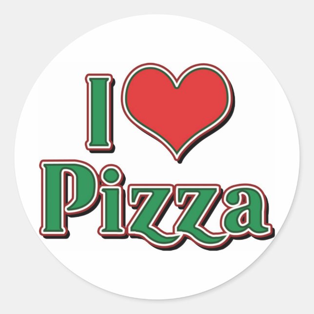 Adesivo Redondo Eu Amo Pizza Coração (Frente)