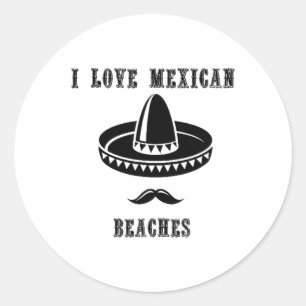 Adesivo Redondo Eu Amo Praias Mexicanas Engraçado Verão México