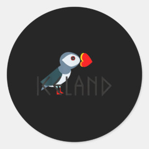 Adesivo Redondo Eu Amo Presente Islandês de Papagaio-do-mar da Isl