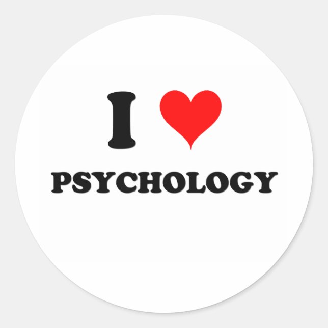 Adesivo Redondo Eu Amo Psicologia (Frente)