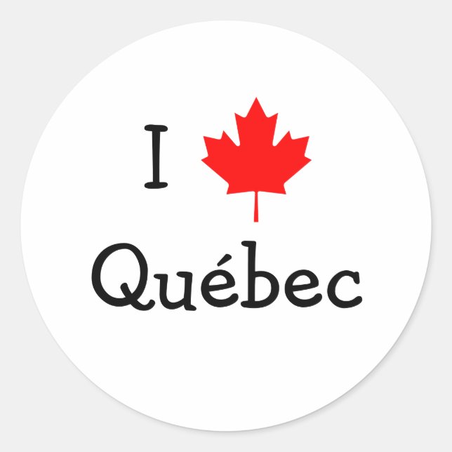 Adesivo Redondo Eu Amo Quebec (Frente)