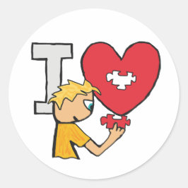 Adesivo Redondo Eu amo Quebra-cabeça de serra