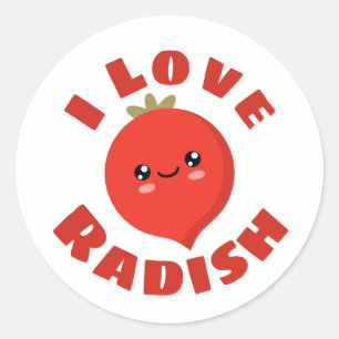 Adesivo Redondo Eu amo Radish