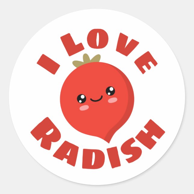 Adesivo Redondo Eu amo Radish (Frente)