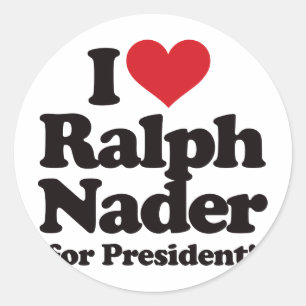 Adesivo Redondo Eu amo Ralph Nader para o presidente