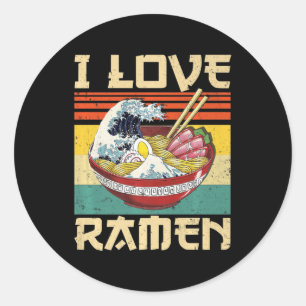 Adesivo Redondo Eu Amo Ramen Japonês Cute Kawaii Anime Gifts Girl