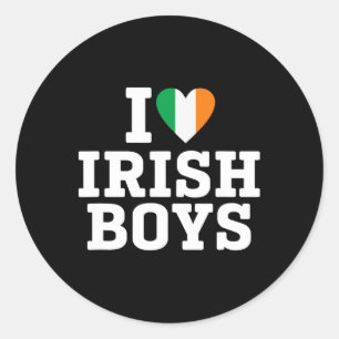 Adesivo Redondo Eu Amo Rapazes Irlandeses Bandeira da Irlanda Cora
