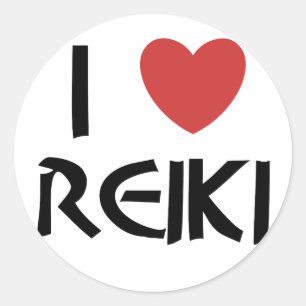 Adesivo Redondo Eu Amo Reiki