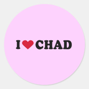 ADESIVO REDONDO EU AMO REPÚBLICA DO TCHAD