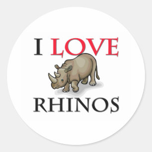 Adesivo Redondo Eu amo Rhinos