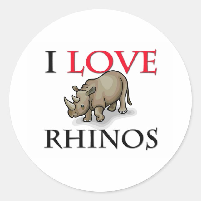 Adesivo Redondo Eu Amo Rhinos (Frente)