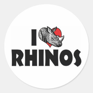 Adesivo Redondo Eu amo Rhinos do coração - amante do rinoceronte