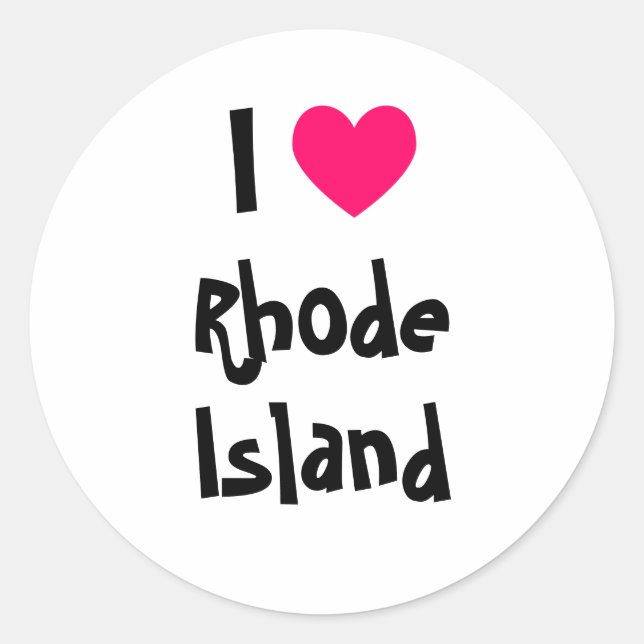 Adesivo Redondo Eu Amo Rhode Island (Frente)