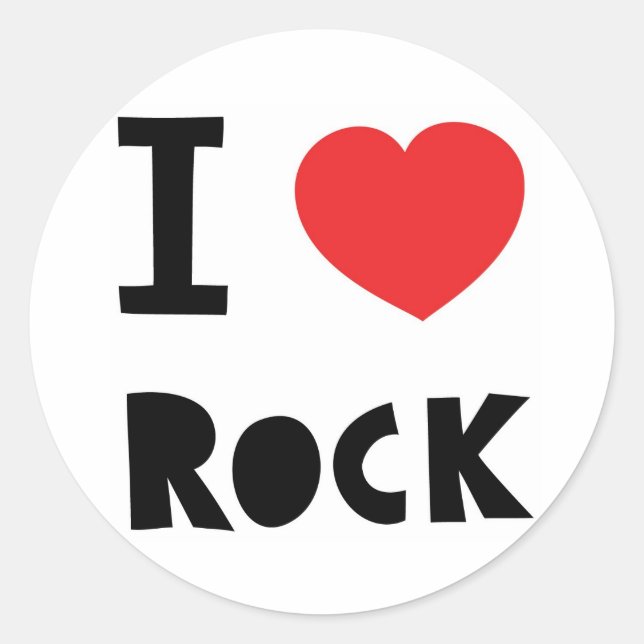 Adesivo Redondo Eu amo Rock (Frente)