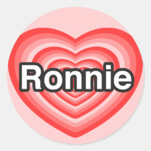 Adesivo Redondo Eu amo Ronnie. Eu te amo Ronnie. Coração