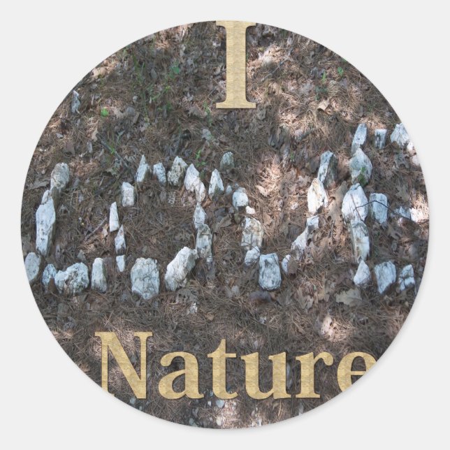Adesivo Redondo Eu Amo Roupas e Presentes da Natureza (Frente)