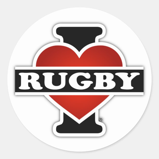 Adesivo Redondo Eu Amo Rugby (Frente)
