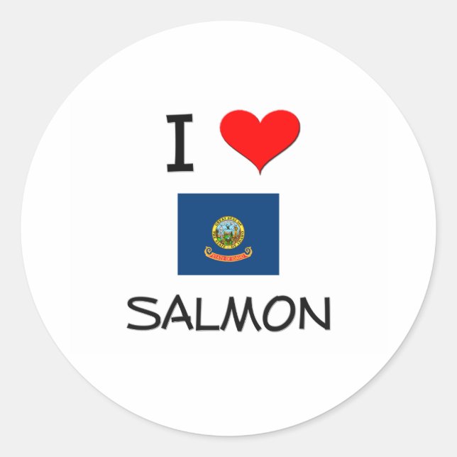 Adesivo Redondo Eu Amo SALMON Idaho (Frente)