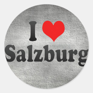 Adesivo Redondo Eu amo Salzburg, Áustria