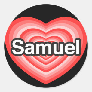 Adesivo Redondo Eu amo Samuel. Eu te amo Samuel. Coração
