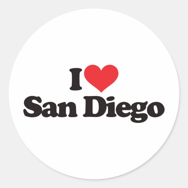 Adesivo Redondo Eu Amo San Diego (Frente)