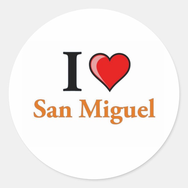 Adesivo Redondo Eu Amo San Miguel (Frente)