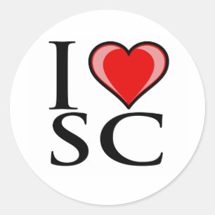 Adesivo Redondo Eu amo SC - South Carolina