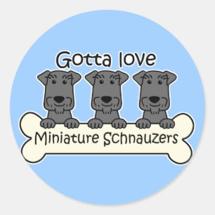 Adesivo Redondo Eu amo Schnauzers diminutos