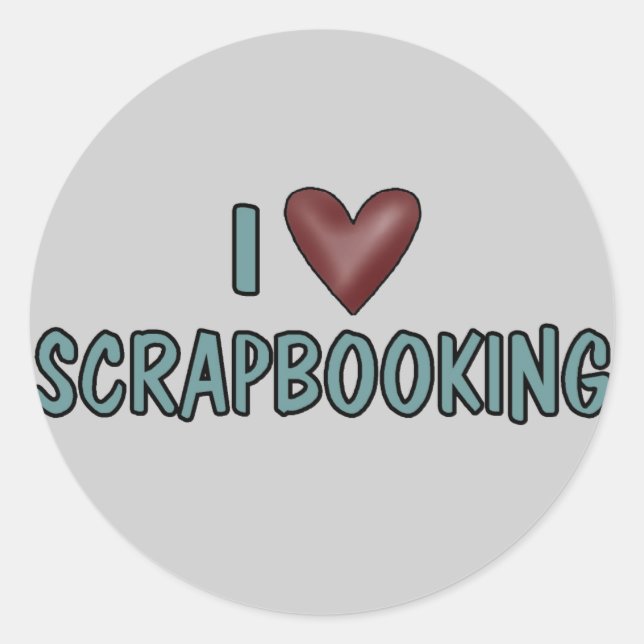 Adesivo Redondo Eu amo Scrapbooking (Frente)