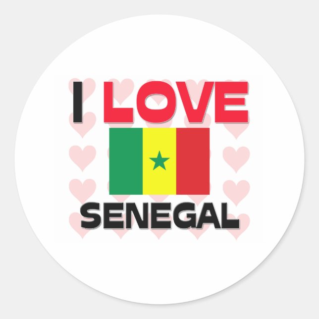 Adesivo Redondo Eu amo Senegal (Frente)