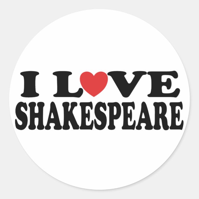 Adesivo Redondo Eu Amo Shakespeare Gift (Frente)
