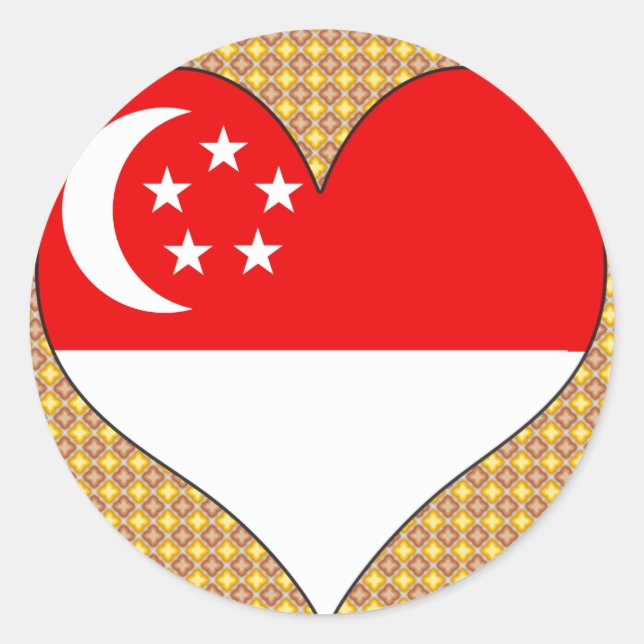 Adesivo Redondo Eu amo Singapura (Frente)