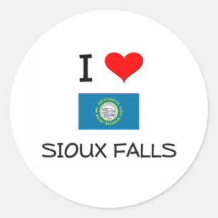 Adesivo Redondo Eu amo Sioux Falls South Dakota