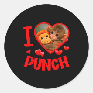 Adesivo Redondo Eu amo soco bebê macaco fofo soco