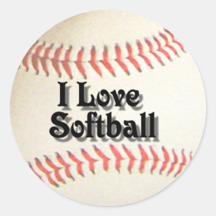 ADESIVO REDONDO EU AMO SOFTBALL-STICKER