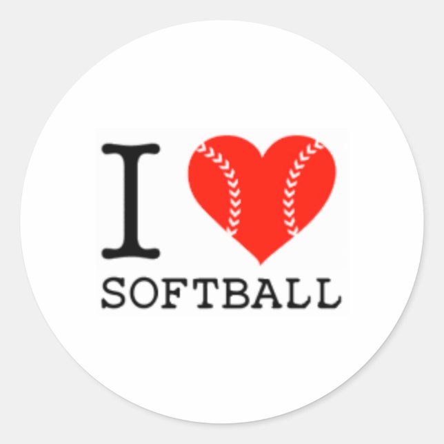 Adesivo Redondo eu amo softball STICKERS ossc (Frente)