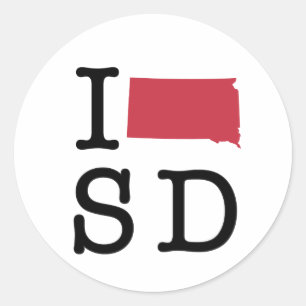 Adesivo Redondo Eu amo South Dakota