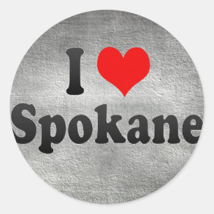 Adesivo Redondo Eu amo Spokane, os Estados Unidos