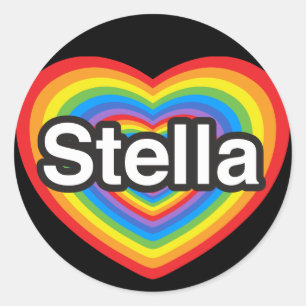 Adesivo Redondo Eu amo Stella. Eu te amo Stella. Coração
