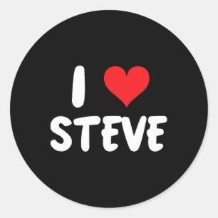 Adesivo Redondo Eu Amo Steve - Coração - Nome 
