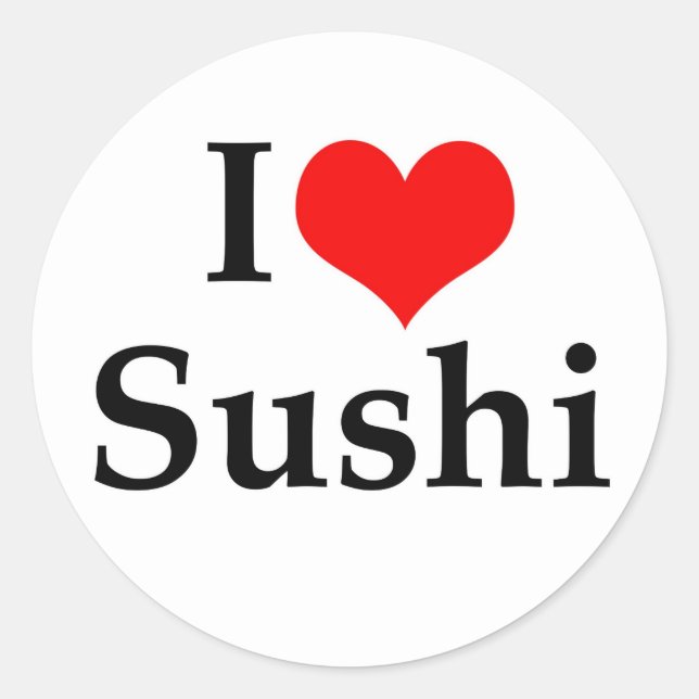 Adesivo Redondo Eu Amo Sushi (Frente)