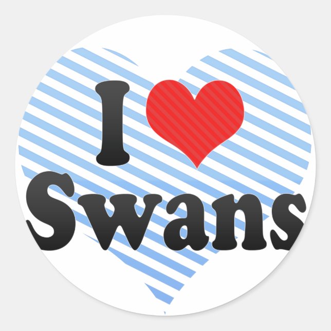 Adesivo Redondo Eu Amo Swans (Frente)